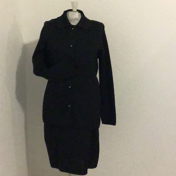 VTG Doncaster Italy Black Knit 2 Pc Suit Size S - Picture 1 of 8
